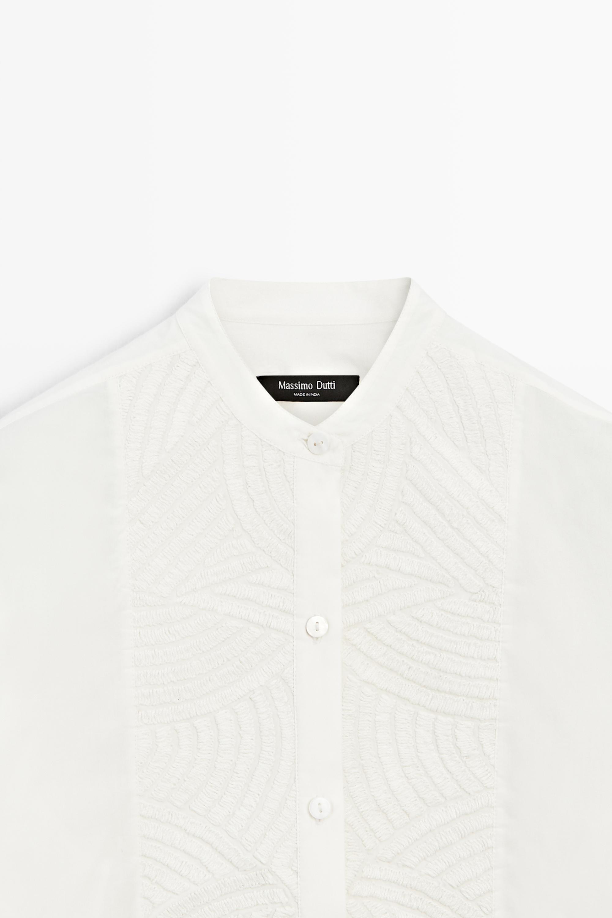 Chemise popeline brodée 100 % coton